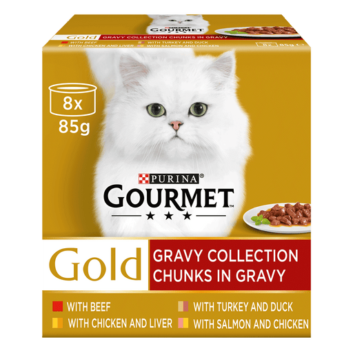 Gourmet Gold Adult Chunks in Gravy Collection Wet Cat Food 8 x 85g