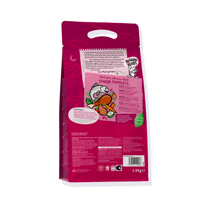 Meowing Heads Senior Moments Dry Cat Food 1.5kg