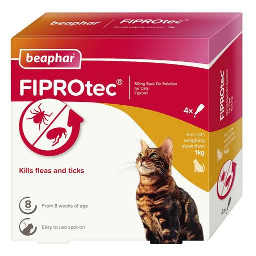 Beaphar FIPROtec Flea & Tick Spot-On for Cats 4 pipettes