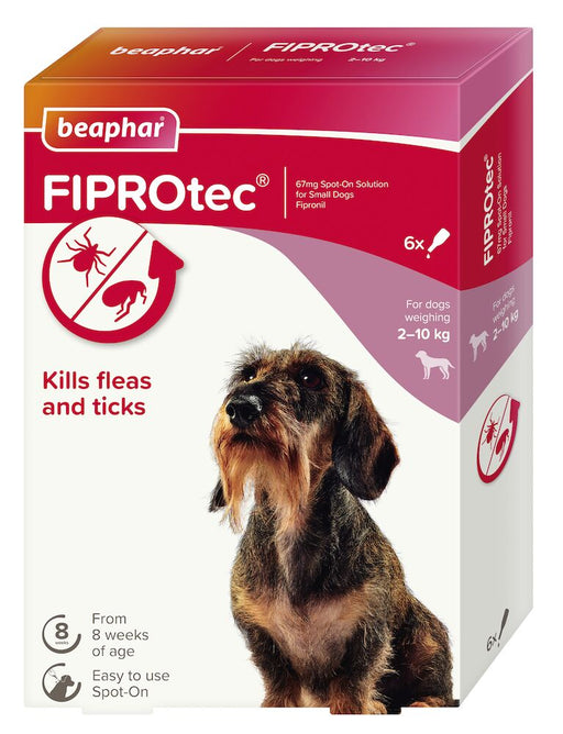 Beaphar FIPROtec Flea & Tick Spot-On for Dogs (2-10kg) 6 pipettes