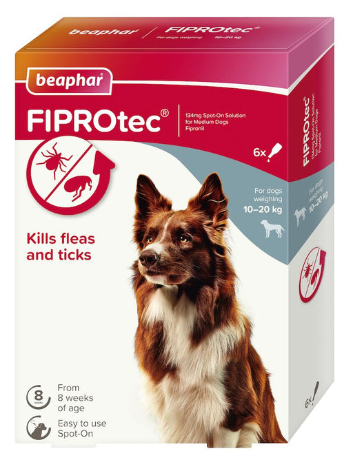 Beaphar FIPROtec Flea & Tick Spot-On for Dogs (10-20kg) 6 pipettes