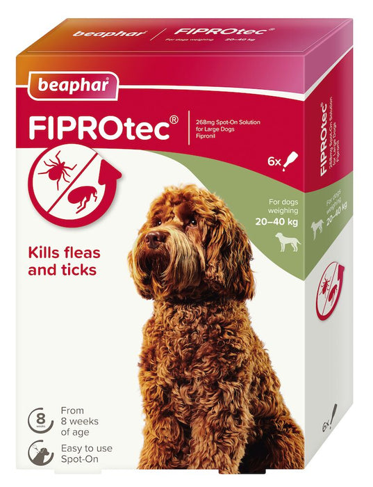Beaphar FIPROtec Flea & Tick Spot-on For Dogs (20-40kg) 6 pipettes