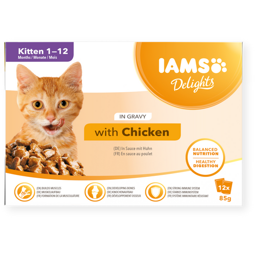 Iams Delights Kitten Chicken in Gravy Wet Cat Food 12 x 85g