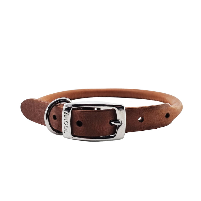 Ancol Round Leather Collar Chestnut Size XXS (20-26cm)