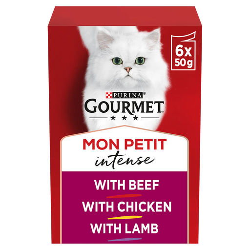 Gourmet Adult Mon Petit Meaty Variety (Beef, Chicken and Lamb) Wet Cat Food 6 x 50g