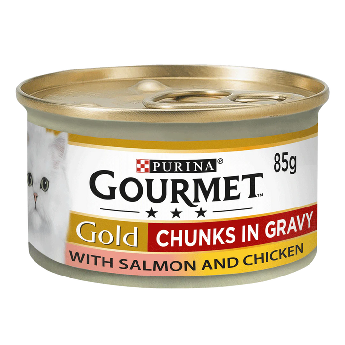 Gourmet Gold Adult Chunks in Gravy Salmon and Chicken Wet Cat Food