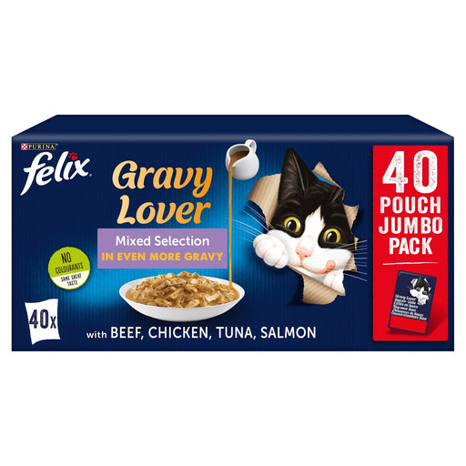 Felix As Good As It Looks Gravy Lover Mixed Wet Cat Food Pouches 40 x 100g