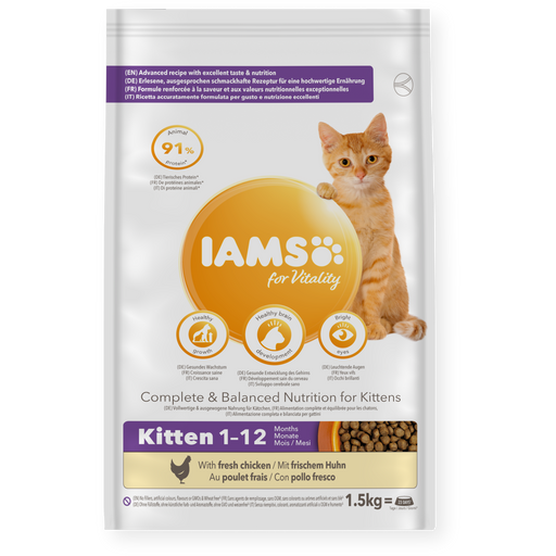 Iams Vitality Kitten Fresh Chicken Dry Cat Food 1.5kg