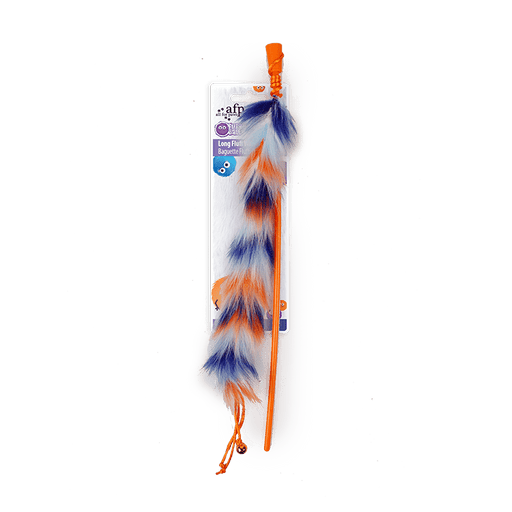 All For Paws Furry Ball Long Fluff Wand Orange Cat Toy