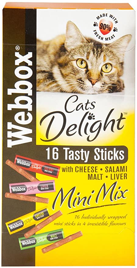 [Clearance Sale] Webbox Cats Delight Mini Mix Cheese/Salami/Malt/Liver 16 Stick