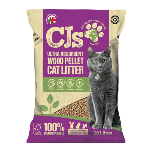 CJs Ultra Absorbant Wood Pellet Cat Litter