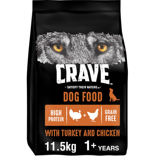Crave Grain Free Adult  Turkey & Chicken Dry Dog Food 11.5kg