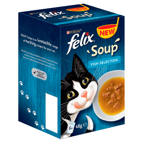 Felix Adult Soup Tender Strips with Cod, Tuna and Plaice Wet Cat Food 6 x 48g