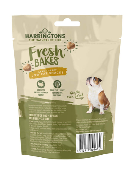 Harringtons FreshBakes Grain Free Lean Turkey Low Fat Dog Snacks 100g