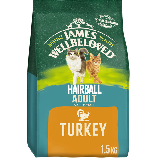 James Wellbeloved Adult Hairball Turkey Dry Cat Food - 1.5kg