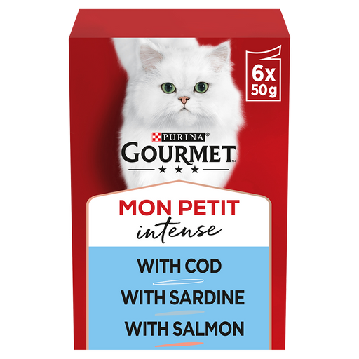 Gourmet Adult Mon Petit Fish Variety (Cod Sardine and Salmon) Wet Cat Food 6x 50g