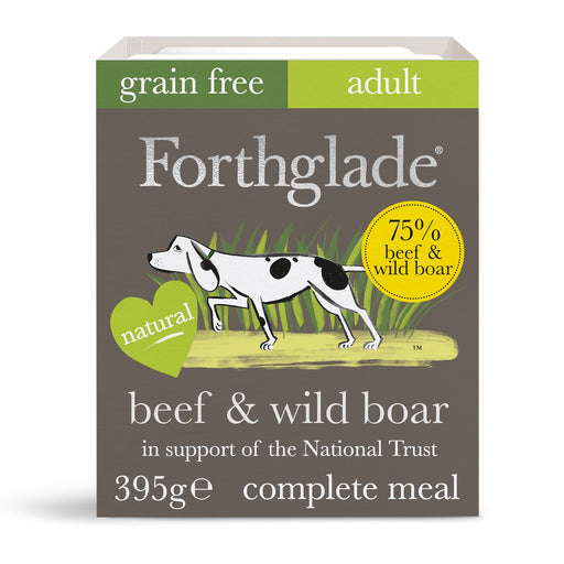 [Clearance Sale] Forthglade Gourmet Grain Free Beef & Wild Boar Wet Dog Food Trays 395g