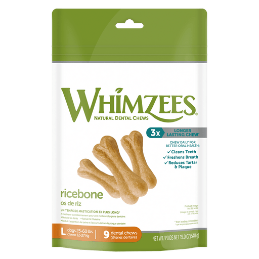 Whimzees Rice Bone Dental Treat for Large Dogs 9 pieces