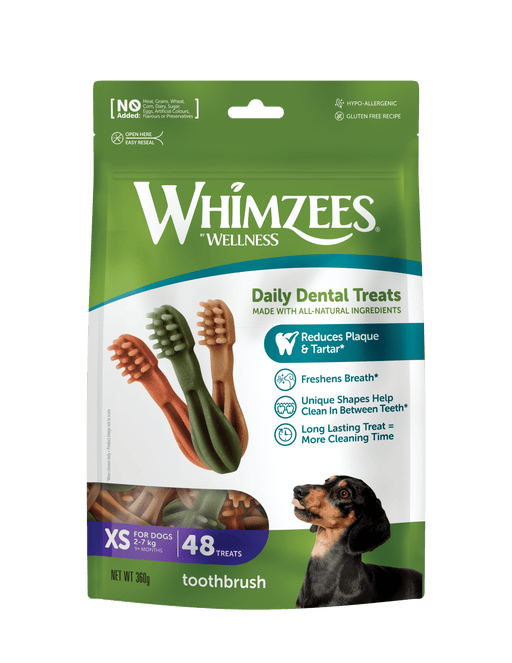 Whimzees Toothbrush Dental Treat for Extra Small Dogs 48 pieces