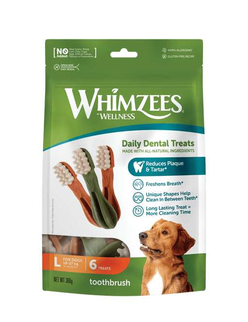 Whimzees Toothbrush Dental Treat for Large Dogs 6 pieces