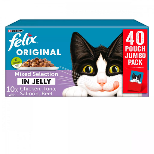Felix Adult Original Mixed Selection in Jelly (Chicken, Tuna, Salmon, Beef) Wet Cat Food