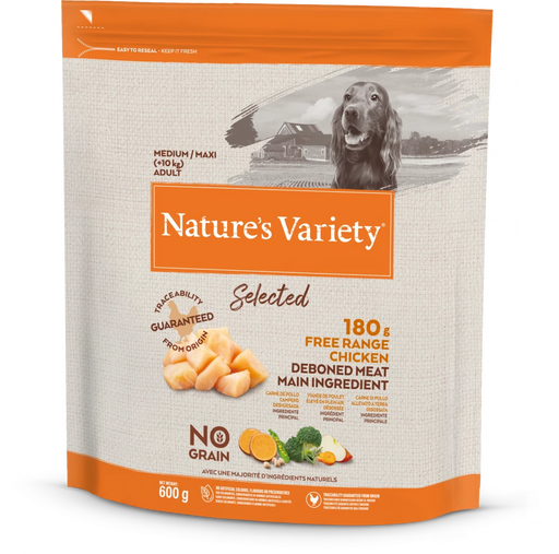 Nature's Variety Selected Free Range Chicken Medium/Maxi Adult Dry Dog Food 600g