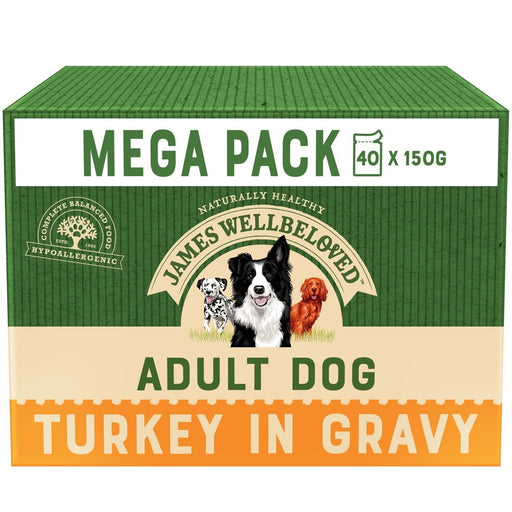 James Wellbeloved Adult Turkey in Gravy Wet Dog Food 40 x 150g