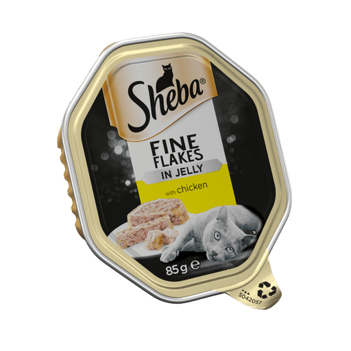 Sheba Fine Flakes in Jelly in Tray with Chicken Wet Cat Food 85g