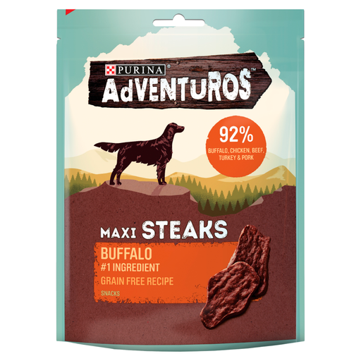 Adventuros Maxi Steaks Wild Buffalo Dog Treats - 100g 1