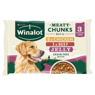 WINALOT® Meaty Chunks Mixed in Jelly Beef and Chicken Wet Dog Food Pouches