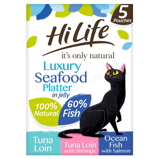 HiLife It's Only Natural Luxury Seafood Platter in Jelly Multipack Cat Food 5 x 50g