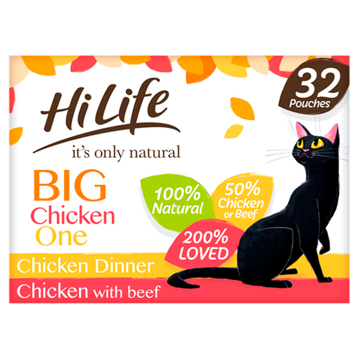 HiLife It's Only Natural The Big Chicken One in Jelly Adult Cat Food Pouches 32 x 70g