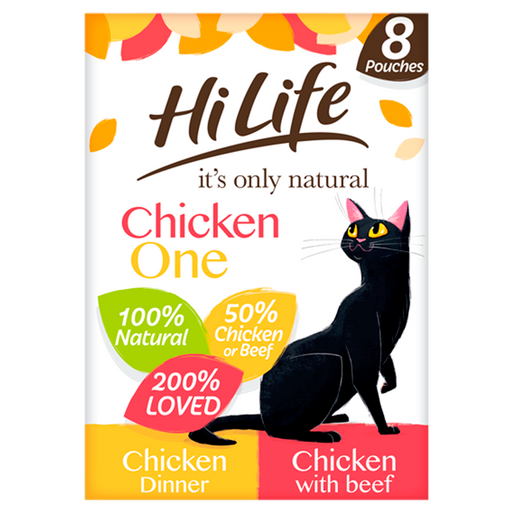 HiLife It's Only Natural The Chicken One in Jelly Adult Cat Food Pouches 8 x 70g