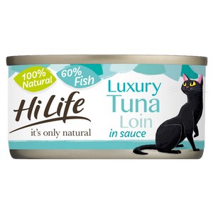 HiLife It's Only Natural Luxury Tuna Loin In Sauce Wet Cat Food Cans - 12 x 70g