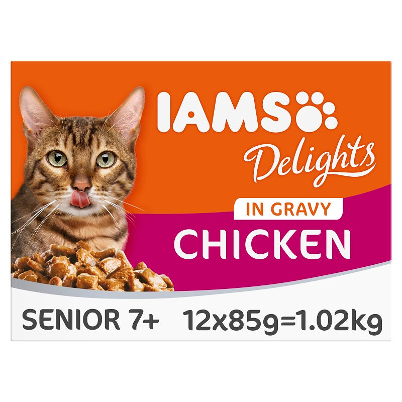 Iams Delights Senior 7+ Chicken in Gravy Cat Food 12 x 85g
