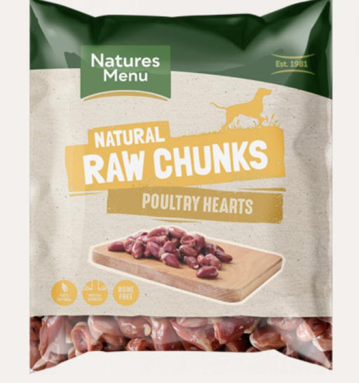 Natures Menu Raw Poultry Hearts for Dogs 1kg