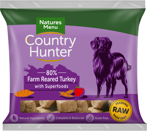 Natures Menu Country Hunter Complete Turkey Nuggets Raw Frozen Dog Food 1 kg